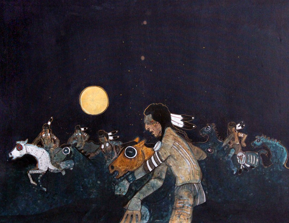 Night Raid 1979 by Kevin Redstar, Original Painting, Oil on Canvas
