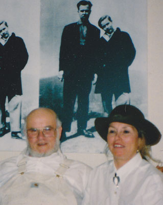 Andy Warhols brother Paul Warhola and Donna Rose in NYC 1991 In front of Paul Warhols silkscreen portrait of Andy Warhol and Paul Warhola of the young Pennsylvania brothers