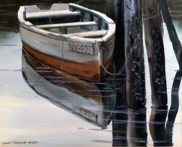 NY403, Rowboat Watercolor by James Feriola
