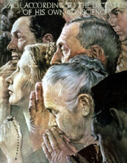 Freedom of Religion 1972 by Norman Rockwell