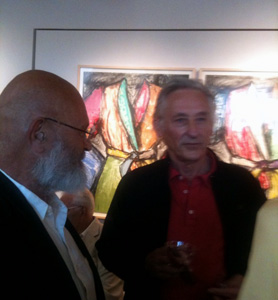 Jim Dine and Ed Ruscha at Tamarind Press 50th Anniversary conference Photo by Donna Rose