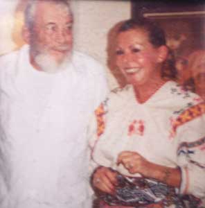 Actor and Director John Huston and Art Brokerage founder Faustina Tina  Fowler Puerto Vallarta Mexico 1986
