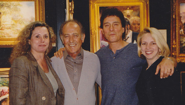 Donna Rose CEO Art Brokeragecom Inc artists Americo Makk Aldo Luongo and Gallery Director Cheryl Perkey at Makk Gallery Beverly Hilton Hotel Beverly Hills 1995