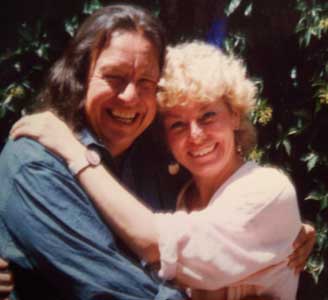 Fritz Scholder and Donna Rose at Fritz birthday party Ramona Scholders residence in Galisteo New Mexico 1989