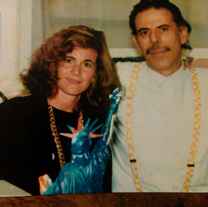 Art Brokerage Senior Sales Staff Jennifer Walker and Peter Max circa 1980s